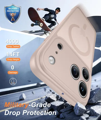 Vista 261 de FNTCASE Funda para iPhone 17 Pro: Fundas delgadas translúcidas de color azul claro compatibles con MagSafe, protección completa de la cámara