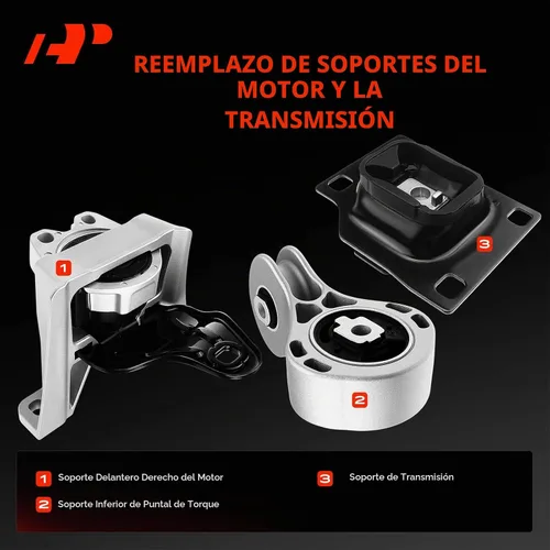 Vista 3 de A-Premium 3 piezas de kit de montaje para motor, transmisión y puntal de torque compatible con Ford Focus 2008 2009 2010 2011, transmisión