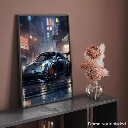 Vista 8 de Inspirational Wall Art Co. - Turbo Porsche 911 2023 - Carteles de coche para habitación de niños - Decoración de pared del automóvil - Decoración