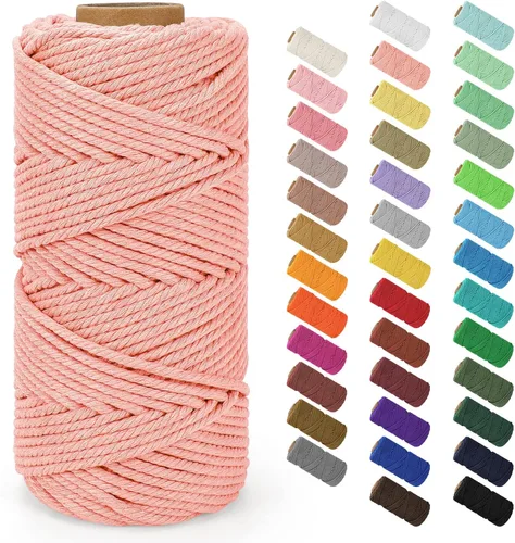 Vista 138 de Cuerda de macramé de 0.079 in x 220 yardas (656 pies), cuerda de algodón natural para colgar en la pared, ganchos de plantas, manualidades Verde