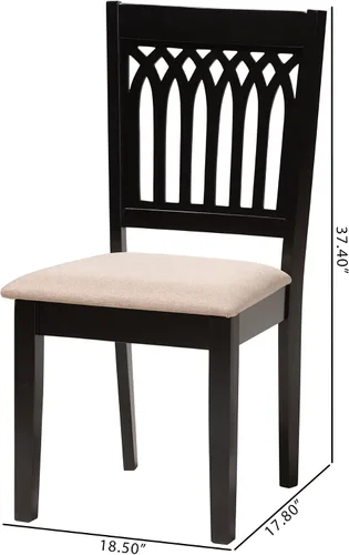 Vista 3 de Baxton Studio Genesis - Juego de 2 sillas de comedor, beige/marrón oscuro