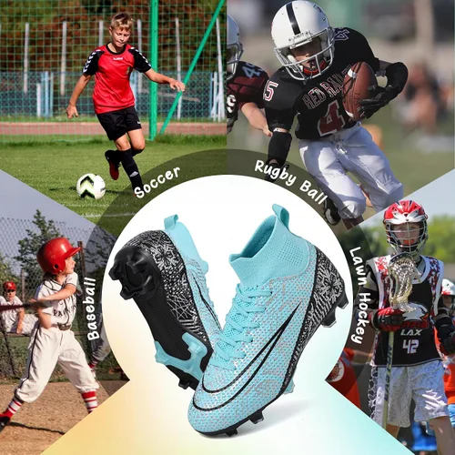 Vista 6 de RDYLBU Kids Soccer Cleats Boys Girls Football Cleats Turf Soccer Shoes AGFG