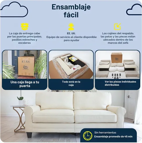 Vista 11 de Serta Palisades Sofás Tapizados para Sala, Sofá de Diseño Moderno, Tela, Beige