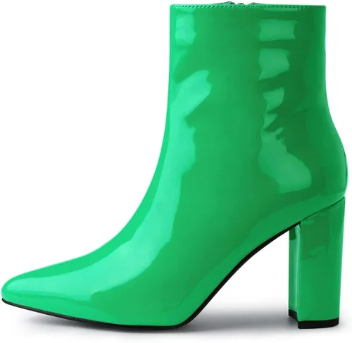 Vista 7 de Allegra K Botines con cremallera y tacón grueso para mujer