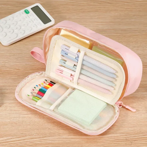Vista 3 de Zzrywuty - Estuche de bolígrafos con cremallera, estuche de lápices portátil para oficina y viajes, estuche grande para lápices para adolescentes