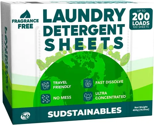 Vista 11 de Sudstainables Hojas de detergente para ropa de 200 cargas: hoja de lavandería soluble para lavadoras, alternativa compacta al detergente líquido