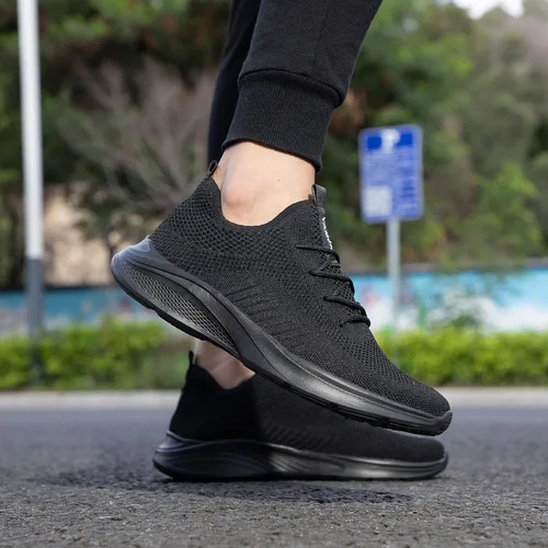 Vista 6 de VAMJAM Tenis de correr para hombre ligeros transpirables de punto volador de malla con cordones para caminar entrenamiento casuales deportivos