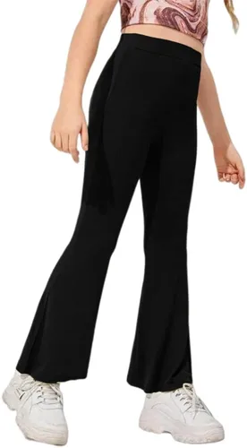 Vista 3 de Aurgelmir Pantalones acampanados casuales de cintura alta para niñas, lindos pantalones acampanados para entrenamiento, baile, yoga, leggings