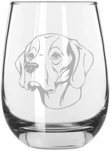 Vista 526 de Shar Pei (chino) - Vaso de vino sin tallo grabado para perro, 15.25 onzas