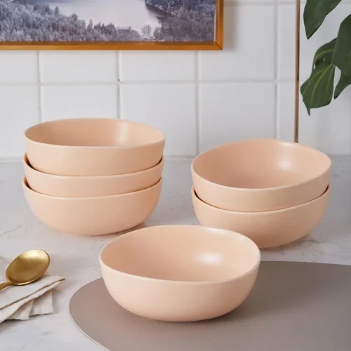 Vista 2 de Stone Lain Delilah - Juego de platos de porcelana de 6 pulgadas, color naranja pastel