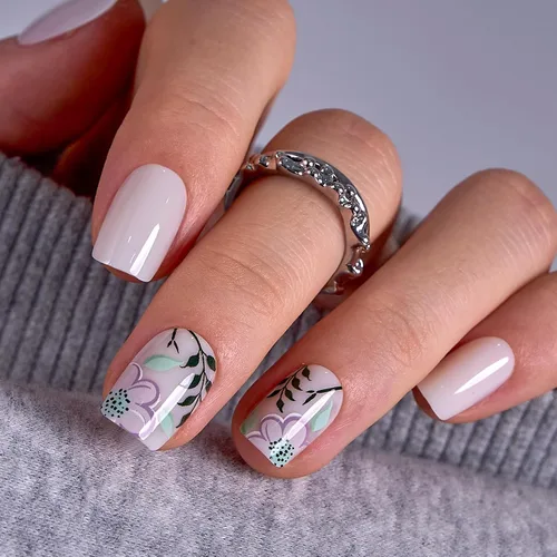 Vista 25 de CurvLife - Uñas postizas cuadradas cortas a presión, color blanco brillante Cuadrado Gradiente Blanco