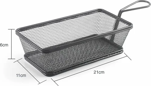 Vista 2 de LACOR - 61155 – Cesta rectangular para servir aperitivos, cesta de patata francesa, acero inoxidable, no apta para freír, 8.3 x 4.3 x 2.4 in