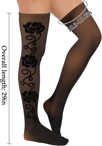 Vista 2 de Calcetines altos con forro polar para mujer, falsos translúcidos, flocados, cálidos, de felpa, gruesos, sobre la rodilla, calentadores de piernas