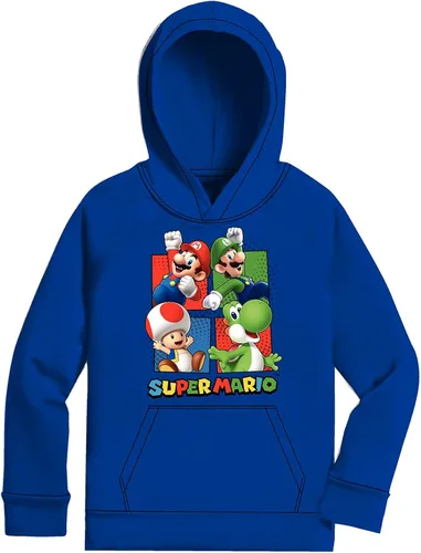 Vista 9 de Nintendo Super Mario Bros Clothing - Sudadera con capucha de Mario Kart para niños Azul gris
