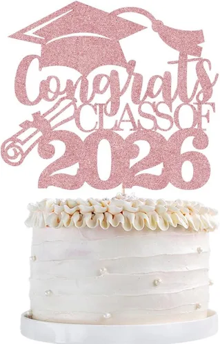 Vista 18 de Gold Class of 2025 - Decoración para tartas de graduación con purpurina para la clase de 2025, suministros de fiesta de graduación – Graduados