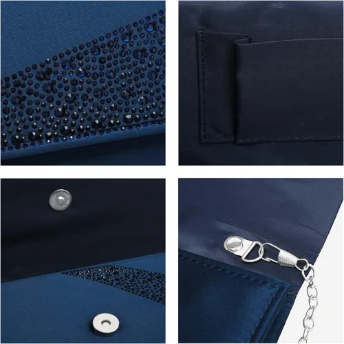 Vista 4 de Dasein Bolsos de noche de satén con diamantes de imitación para mujer, bolso de mano brillante con purpurina brillante para fiesta, boda, cóctel