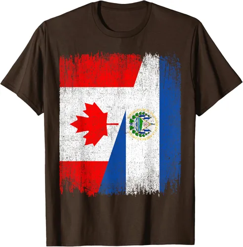 Vista 8 de Camiseta Half Canada El Salvador Flag Canadian Salvadoran Pride Roots