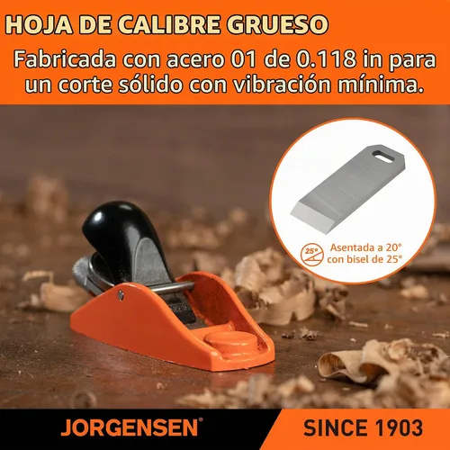 Vista 3 de JORGENSEN 3.5" Mini cepilladora de madera - Mini cepilladora de mano para carpintería, bloque plano, pequeña mano plana para recorte, cepillado
