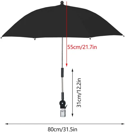 Vista 2 de Paraguas para silla con abrazadera, sombrilla ajustable para silla de playa, sombrilla universal para silla de patio, silla de playa, cochecito