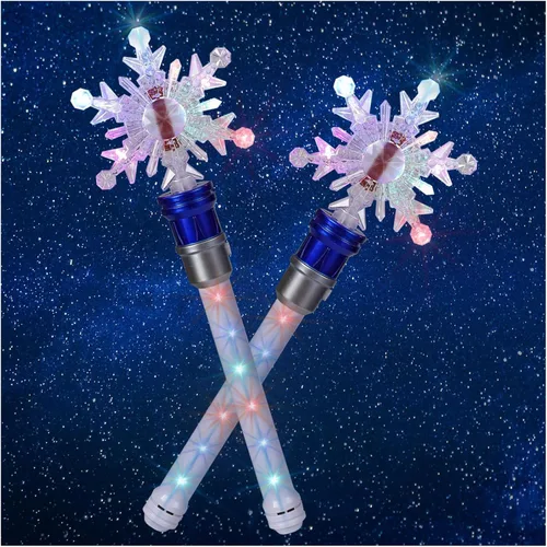 Vista 12 de Varita de Copo de Nieve Luminosa de Frozen - Varitas Giratorias de Copo de Nieve, Juguete de Varita Mágica Giratoria para Niñas y Niños, Juguetes