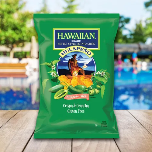 Vista 5 de Hawaiian Brand Kettle Style Papas Fritas Surf Pack, 18 Bolsas de Porción Individual (1 oz Cada Una) – Incluye Sabores Sweet Maui Onion, Luau BBQ