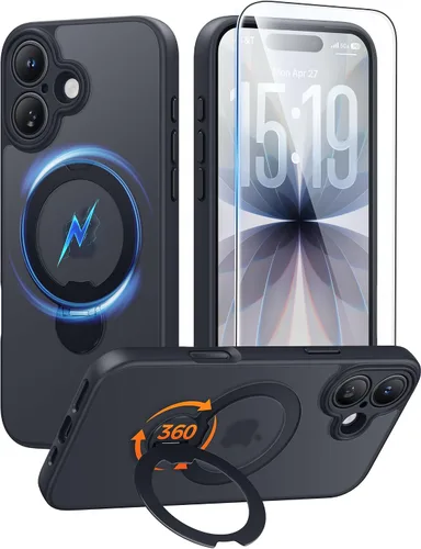 Vista 39 de FNTCASE Funda para Samsung Galaxy Z Flip 8 con soporte magnético giratorio de 360 grados, color negro Compatible con MagSafe, protección completa