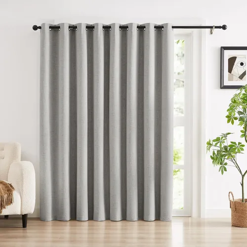 Vista 20 de Anpark Cortinas 100% opacas para dormitorio, cortina opaca de lino estilo granja de 84 pulgadas de largo, juego de 2 paneles, cortinas de ventana