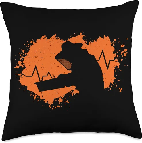 Vista 4 de Beekeepers Naturals Bee Pollen Honey Making Bee Lover Heartbeat Hat Beekeeper Accessories Throw Pillow, 16x16, Multicolor