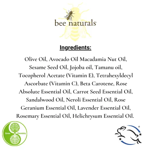 Vista 3 de Bee Naturals Queen Bee - Suero facial rico en antioxidantes con aceite de tamanu orgánico, betacaroteno y absoluto de rosa, antienvejecimiento e