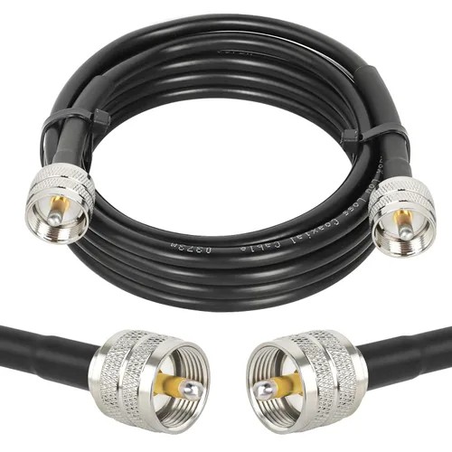 Vista 12 de MOOKEERF RG8x Cable de puente 1 pie, paquete de 2 PL259 Cable coaxial CB de puente 50 Ohm, extensión de antena CB de baja pérdida UHF PL259 macho a