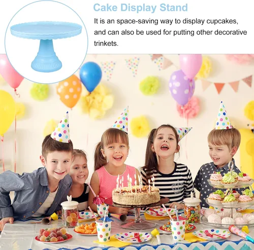 Vista 2 de PRETYZOOM Soporte de plástico para tartas con pies, redondo, soporte para cupcakes, cumpleaños, boda, elevado, para tartas, pasteles, macarrones