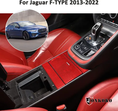 Vista 4 de Caja de almacenamiento de control central de fibra de carbono suave, marco adhesivo, cubierta interior para Jaguar F-Type 2013-2024 Accesorios