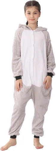 Vista 7 de Disfraz de animal para niños, pijama de franela para niños, cosplay, para niños y niñas, Halloween, cálido de felpa de una pieza, koala