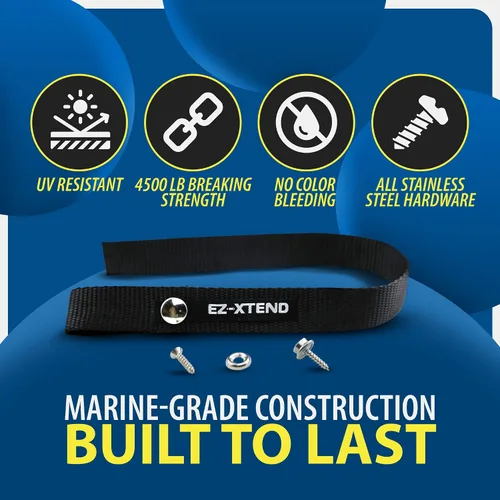 Vista 2 de EZ-Xtend Accesorios para barco pontón – Correa de escalera, broche de acero inoxidable y tornillo de acero inoxidable incluidos – Extra resistente