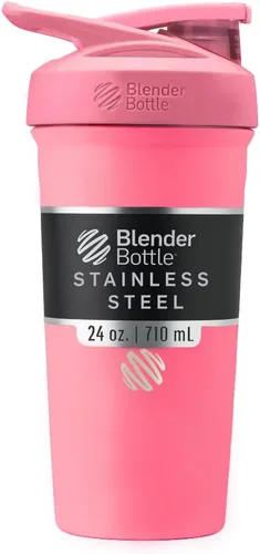 Vista 31 de BlenderBottle Strada Shaker Cup - Botella de agua aislada de acero inoxidable con batidor de alambre, 24 onzas, color negro