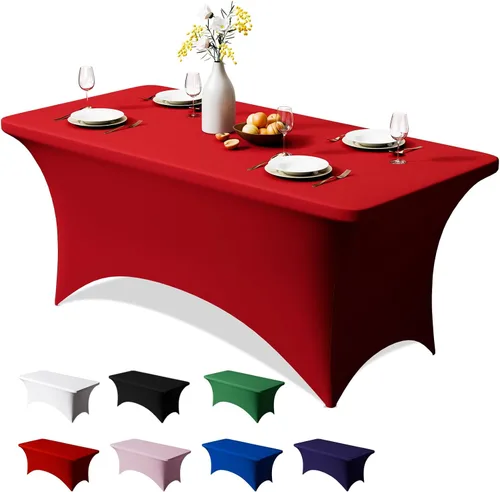 Vista 17 de Trlyc Paquete de 1 mantel rectangular de elastano de 4 pies – 48 x 30 pulgadas, resistente a las arrugas, para bodas, fiestas, banquetes, picnic