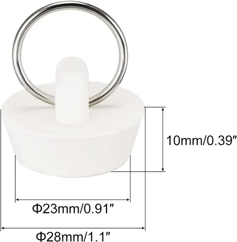Vista 2 de uxcell Tapón de goma para fregadero, tapón de drenaje blanco para drenaje de 1 a 1-1/16 pulgadas con anillo para colgar para tina, cocina y baño, 3