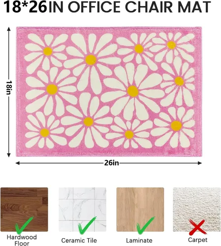 Vista 2 de SHIYUE Office Chair Mat for Hardwood/Tile Floor Carpet, 18"x26" Computer Desk for Rolling Chairs Protector Gaming Non Slip Under TPR Backing