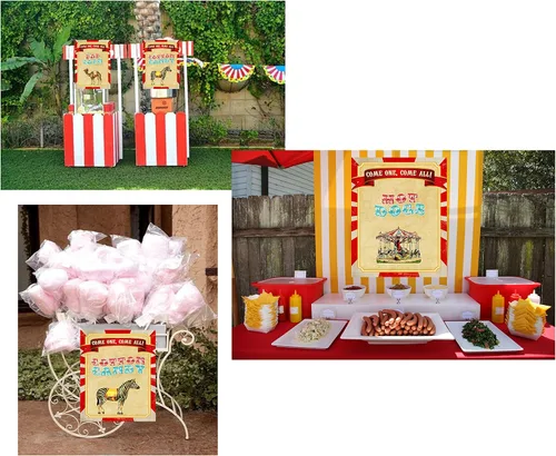 Vista 2 de Silly Goose Gifts Suministros para fiestas con temática de circo retro, decoración de cumpleaños, carnaval, letreros de comida