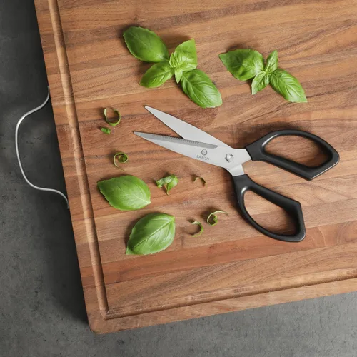 Vista 3 de Babish Tijeras de Cocina Multiusos Extra Resistentes, Tijeras de Acero Inoxidable Duradero con Hoja de 4 Pulgadas, Negro