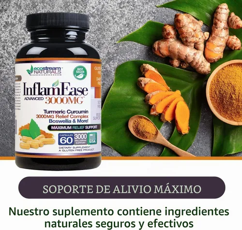 Vista 4 de El original InflamEase uso de día o noche, 3000 mg de triple fuerza, 60 cápsulas