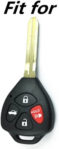 Vista 6 de Cuero para Toyota Camry Land Cruiser Matrix Avalon Corolla Remote 4 Botones Llavero Funda Funda Fob Chain (Marrón)