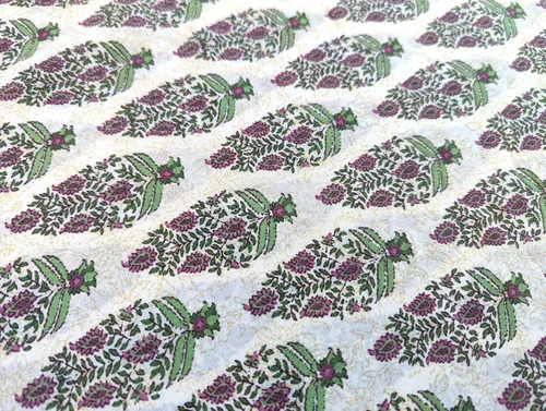 Vista 5 de AVKA Studio Tela con Estampado de Bloques a Mano por Yarda - PRECORTADA 1 Yarda 42 Pulgadas de Ancho - Material 100% Algodón - Patrón Paisley Beige