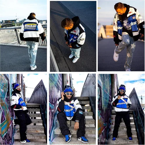 Vista 4 de Vamtac Vintage Hombres Motocicleta Bomber Varsity Chaquetas Gráfico Casual Flojo Hip-Hop Letterman Streetwear Uniformes, 01-Blanco
