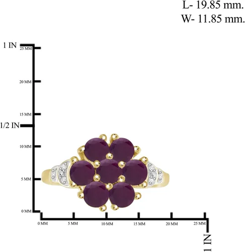 Vista 4 de JEWELEXCESS Anillo de diamantes blancos de rubí y acento de 2.30 CTW en oro de 14 quilates sobre plata