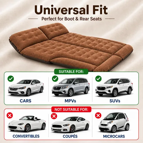 Vista 5 de Cama inflable de colchón de aire SUV, cama de camping de viaje flocado con bomba de aire (naranja)