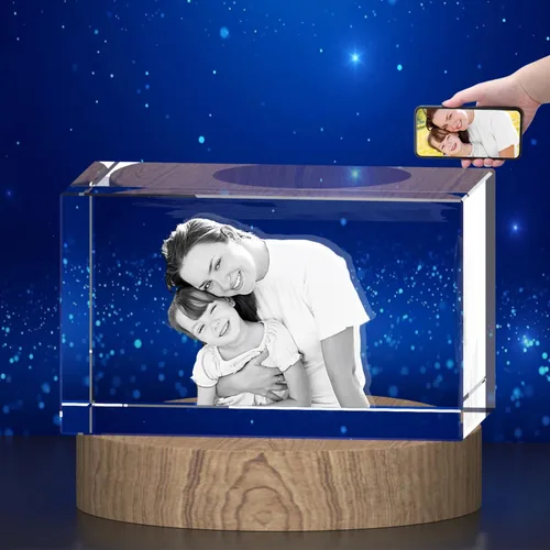 Vista 2 de Foto de cristal 3D, regalos personalizados para mujeres, ella, esposa, hombres, mamá, marido, gran regalo personalizado con tu propia foto