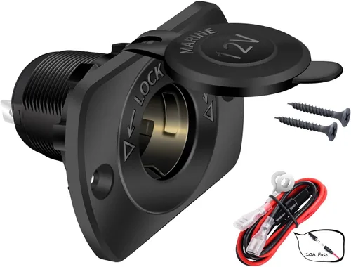 Vista 9 de DaierTek Enchufe de encendedor de cigarrillos de automóvil de 12 V hembra de 12 voltios de repuesto con LED azul impermeable para barco, scooter