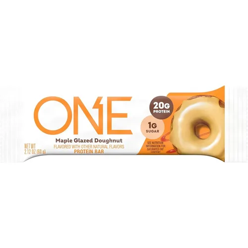 Vista 6 de ONE Barras de proteínas, donut glaseado de arce, sin gluten, con 0.71 onzas de proteína y 0.04 onzas de azúcar, grapas de despensa, 2.12 onzas