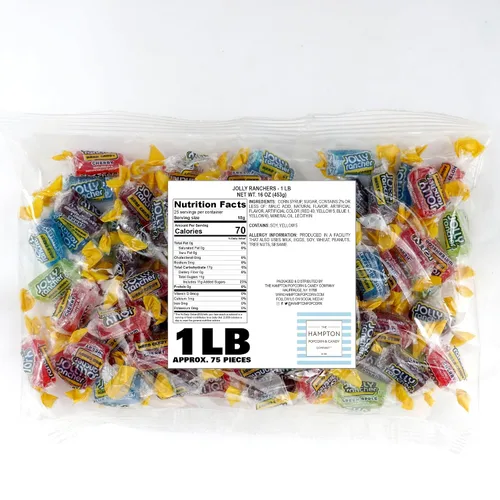 Vista 2 de Jolly Ranchers - Caramelos surtidos con sabor a frutas, bolsa a granel de 1 libra (aproximadamente 75 piezas), dulces duros envueltos